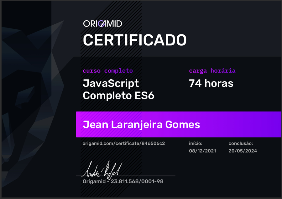 Certificado Javascript Completo ES6